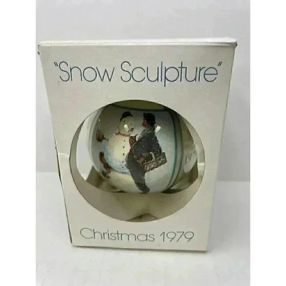 Vintage Norman Rockwell Ornament Snow Sculpture 1979 - Picture 8 of 8